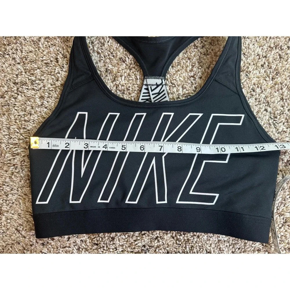 Nike Dri-FIT Sports Bra Black White Outlined‎ Logo Crossover Straps Small